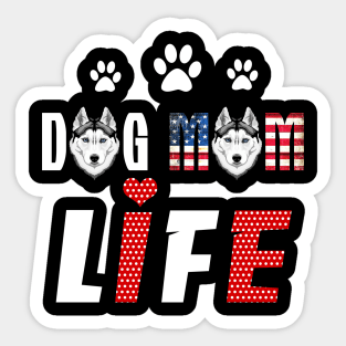 Siberian Husky Mom Life Patriotic America 4Th Of July Sticker